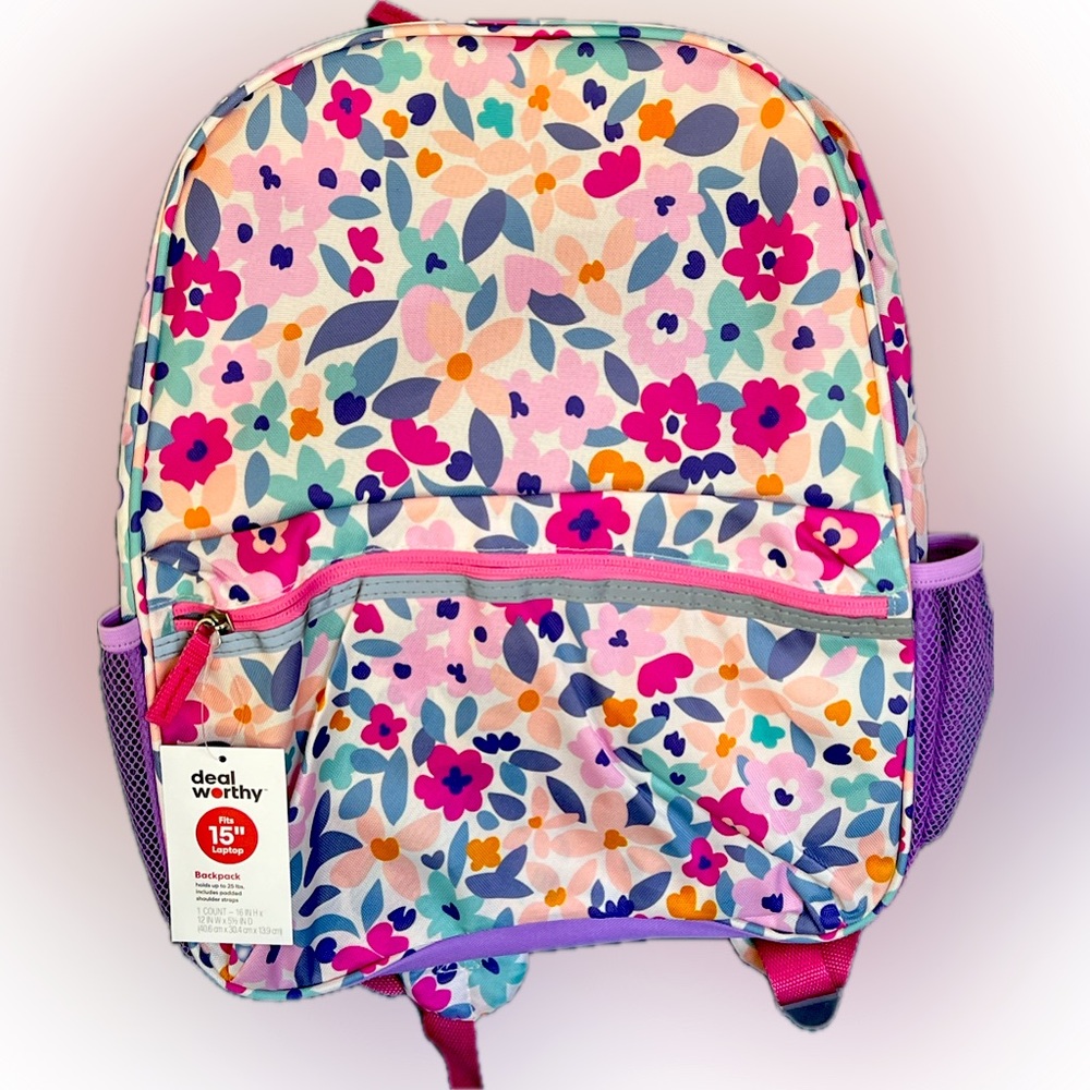 Floral Kids Backpack - Pink and Purple